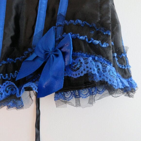 WHIMSIGOTH Goth Dark Fairy Goth Pirate Steampunk Lace Satin Boned Corset Black - Picture 7 of 13